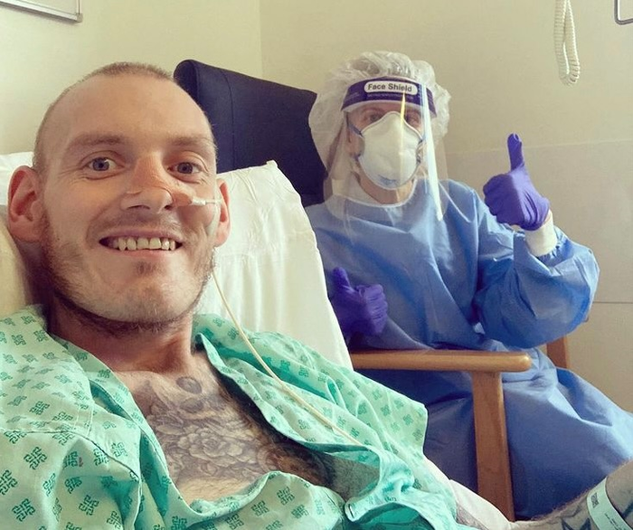 Joel and Amy in hospital