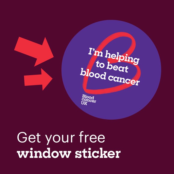 'I'm helping to beat blood cancer' window sticker