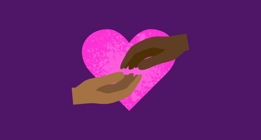 Illustration of a two hands coming together behind a heart, representing charity partnerships