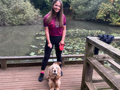 Lara in her Blood Cancer UK running top