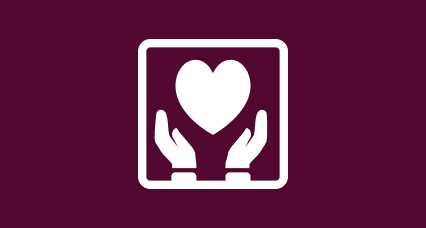 Blood Cancer UK icon showing hands cradling a heart, representing care.