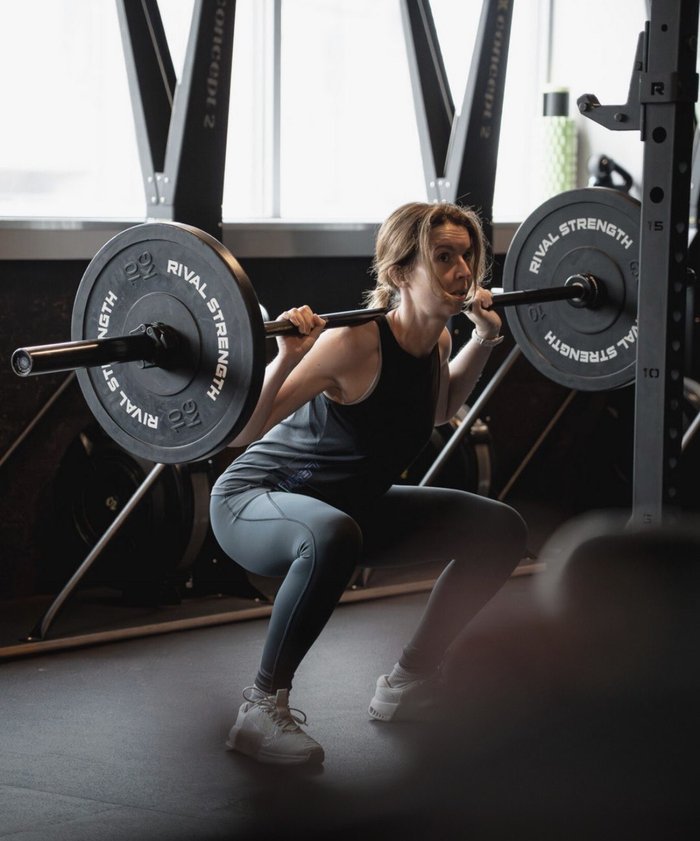 Rachael training with weights