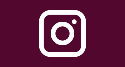 White Instagram logo on a maroon background.