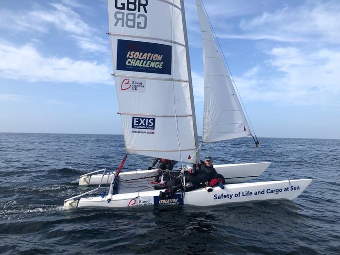 Photo of James completing his fundraising challenge sailing across the Irish sea