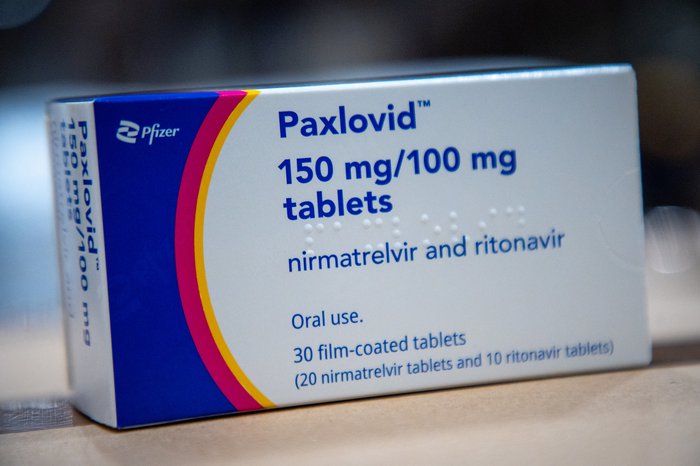 A pack of Paxlovid tablets, for treating severely immunosuppressed people who test positive for covid-19