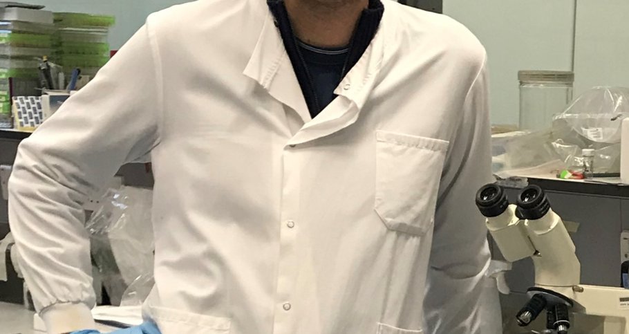 Professor Helgason in his lab.