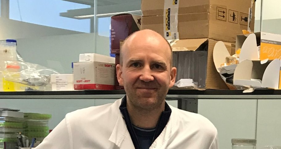 Professor Helgason in his lab.