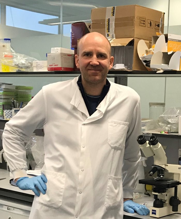 Professor Helgason in his lab.