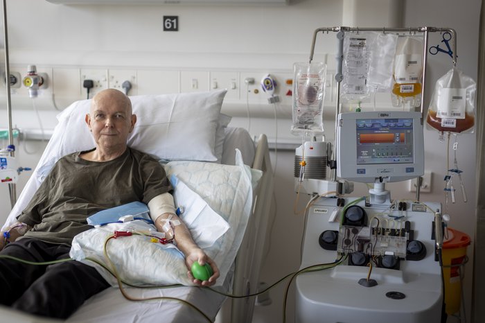 Patient on the Cancer Ward at Barts Hospital London.
