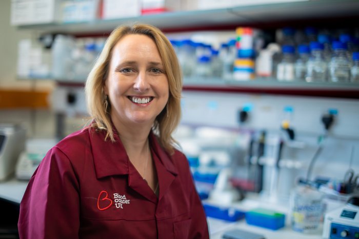 Professor Michelle West in a Blood Cancer UK lab coat