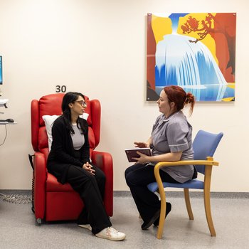 Nurse and person speaking