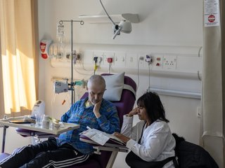 Person with blood cancer with a family member