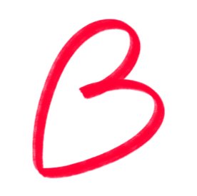 A red Blood Cancer UK 'B' on a white background