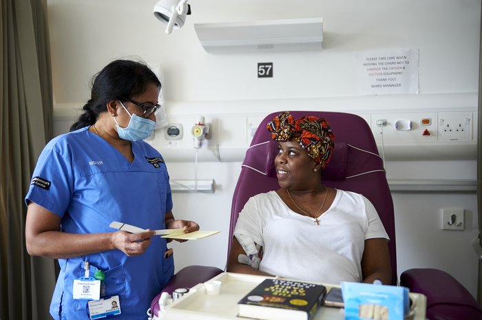 Nurse with patient at Barts hospital