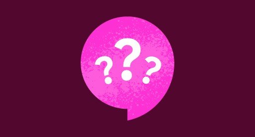 Question marks on a dark purple background.