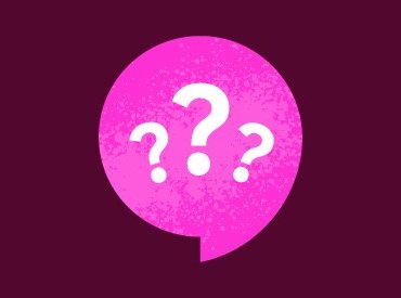 Question marks on a dark purple background.