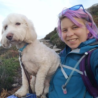 Emma, who has MDS, with her dog