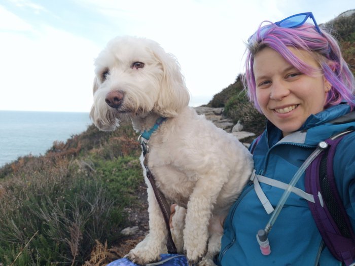 Emma, who has MDS, with her dog