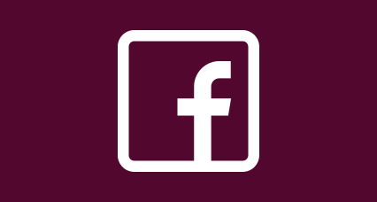 Facebook logo white on maroon background