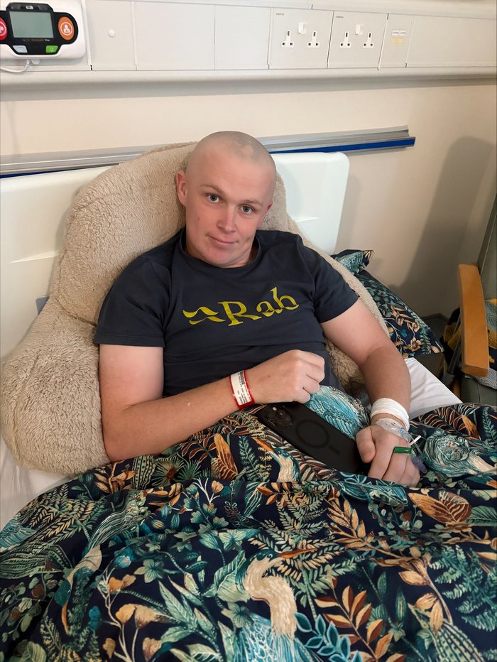 Man in hospital, cheerful