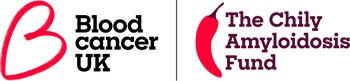 A logo made up of the Blood Cancer UK logo and the Chily Amyloidosis Fund logo