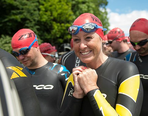 Several rriathletes prepare for the Blenheim Palace Triathlon