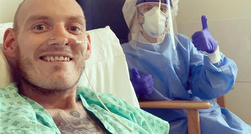 Joel and Amy in hospital