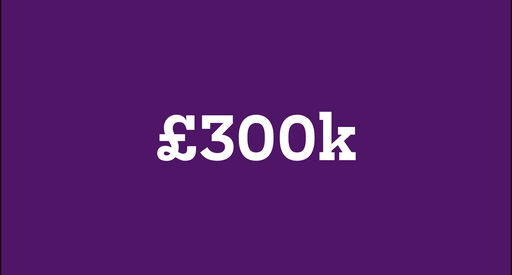 Info graphic showing the number three hundred thousand