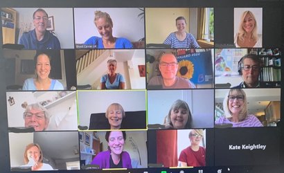 A screenshot showing 15 people from Blood Cancer UK's staff on a zoom call.