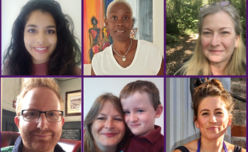 Six members of the research strategy patient panel, captured in individual head shots.