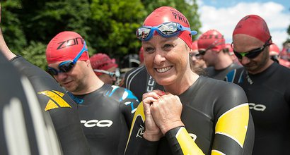 Several rriathletes prepare for the Blenheim Palace Triathlon